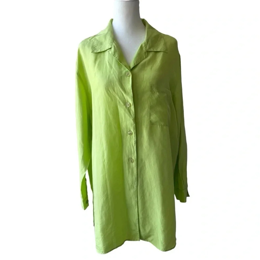 COPY - Diane Von Furstenburg Vintage Silk Long Sleeve Button Down Shirt Womens …